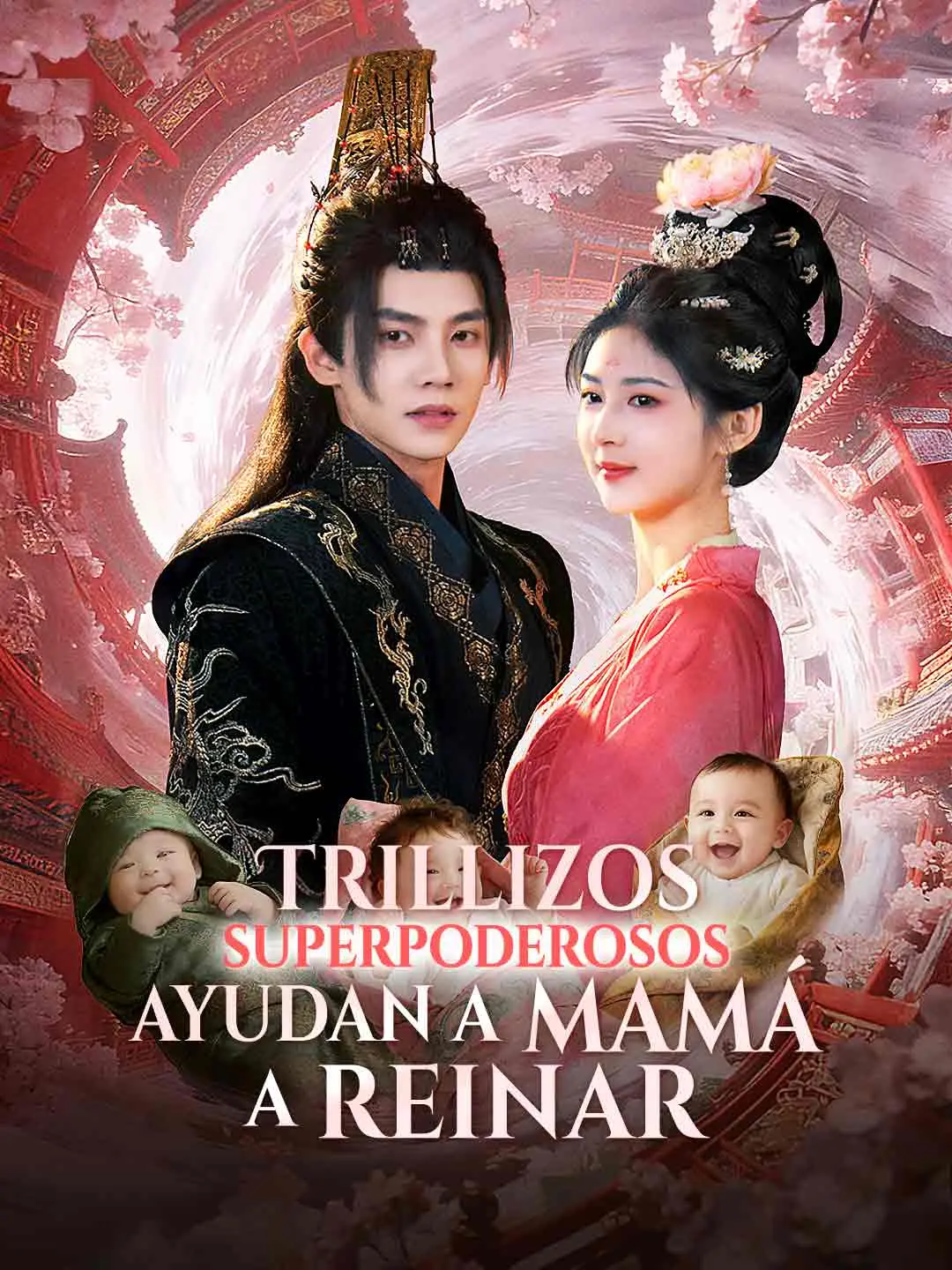 Portada de la miniserie Trillizos superpoderosos ayudan a mamá a reinar